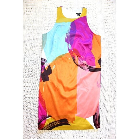 Ann Taylor Dresses & Skirts - NWT ANN TAYLOR Abstract Cocktail Modern Art Mini Satin Dress Size 6 Multicolor